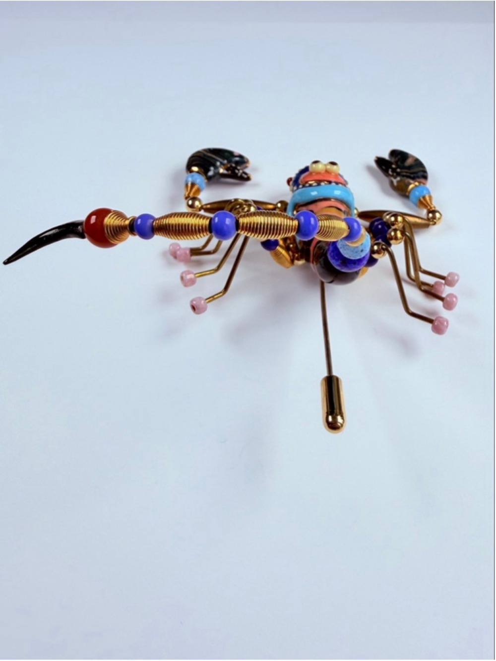 Cynthia Chuang Jewelry 10 Scorpion Insect Porcelain Glass Stick Pin Brooch 3.75" - Picture 5 of 10